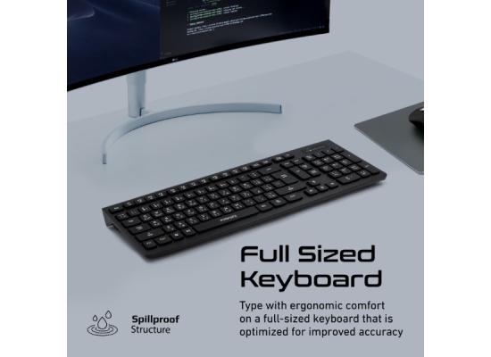Promate ProCombo-12 Wireless Keyboard and Mouse Combo, Sleek Full-Size 2.4Ghz Wireless Keyboard,  Arabic Characters